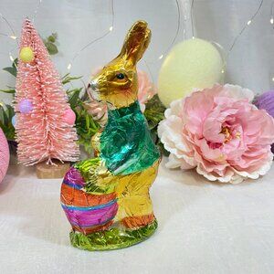 Spring EASTER Gold Bunny Rabbit Faux FOIL CHOCOLATE Egg Figure Statue New 7" New